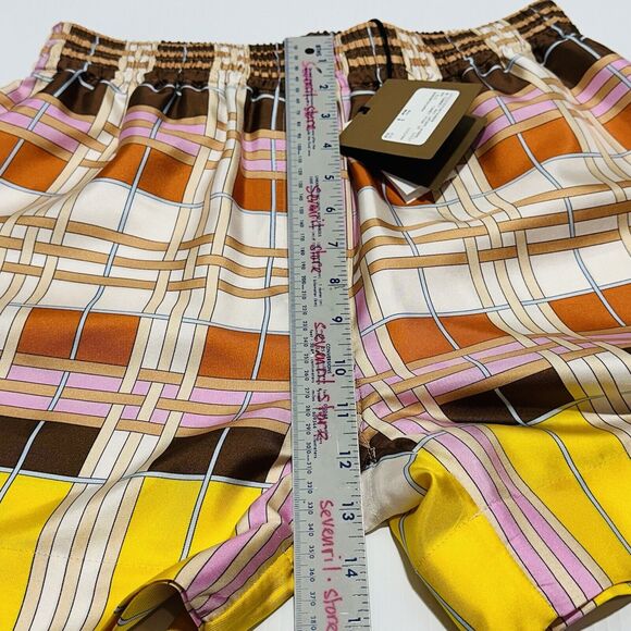 Burberry 100% Silk High Waist Pull On Shorts Multi Color Geometric Sz 4 NWT $820 - Picture 11 of 14